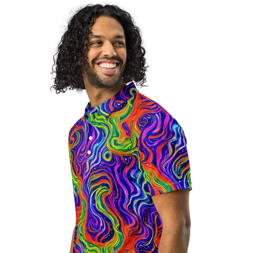 Kaleidoscope Tide on Men's Slim Fit Polo Shirt — Left Front