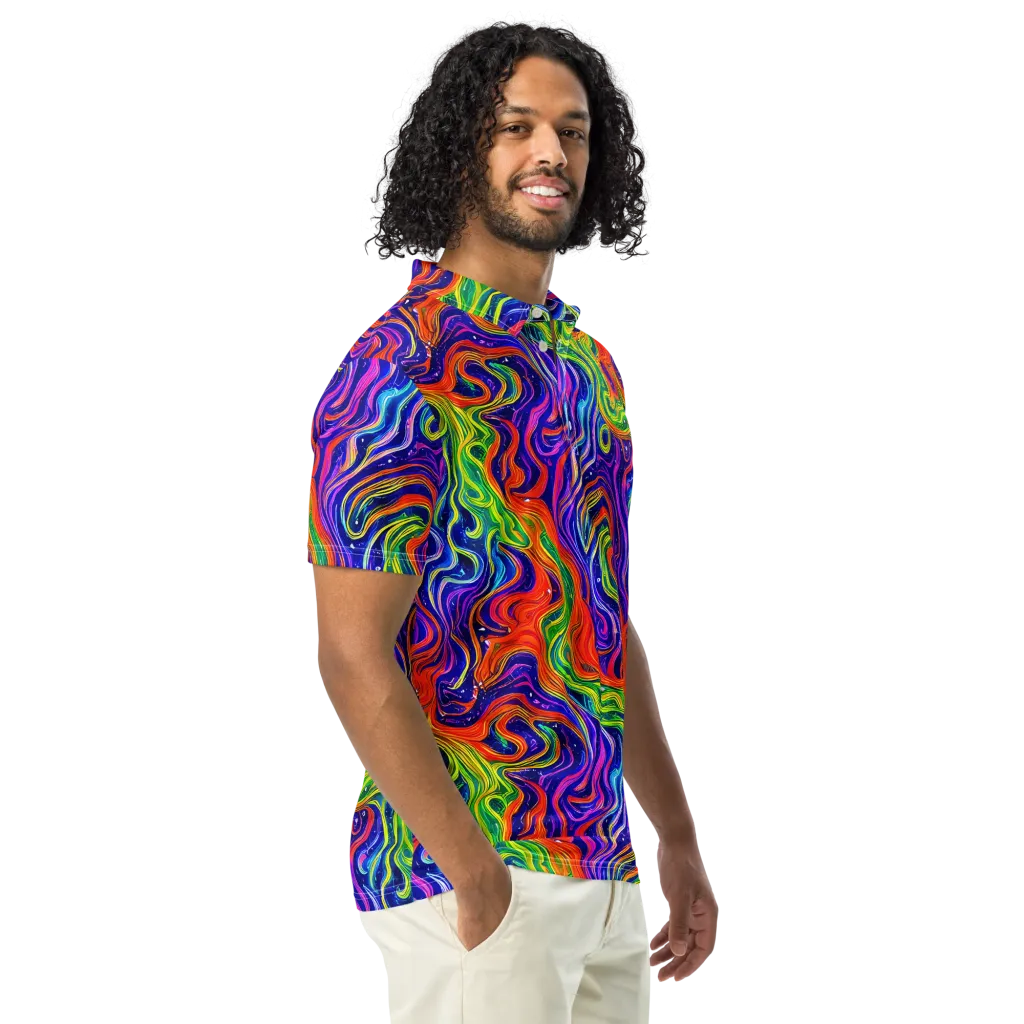 Kaleidoscope Tide on Men's Slim Fit Polo Shirt — Right Front