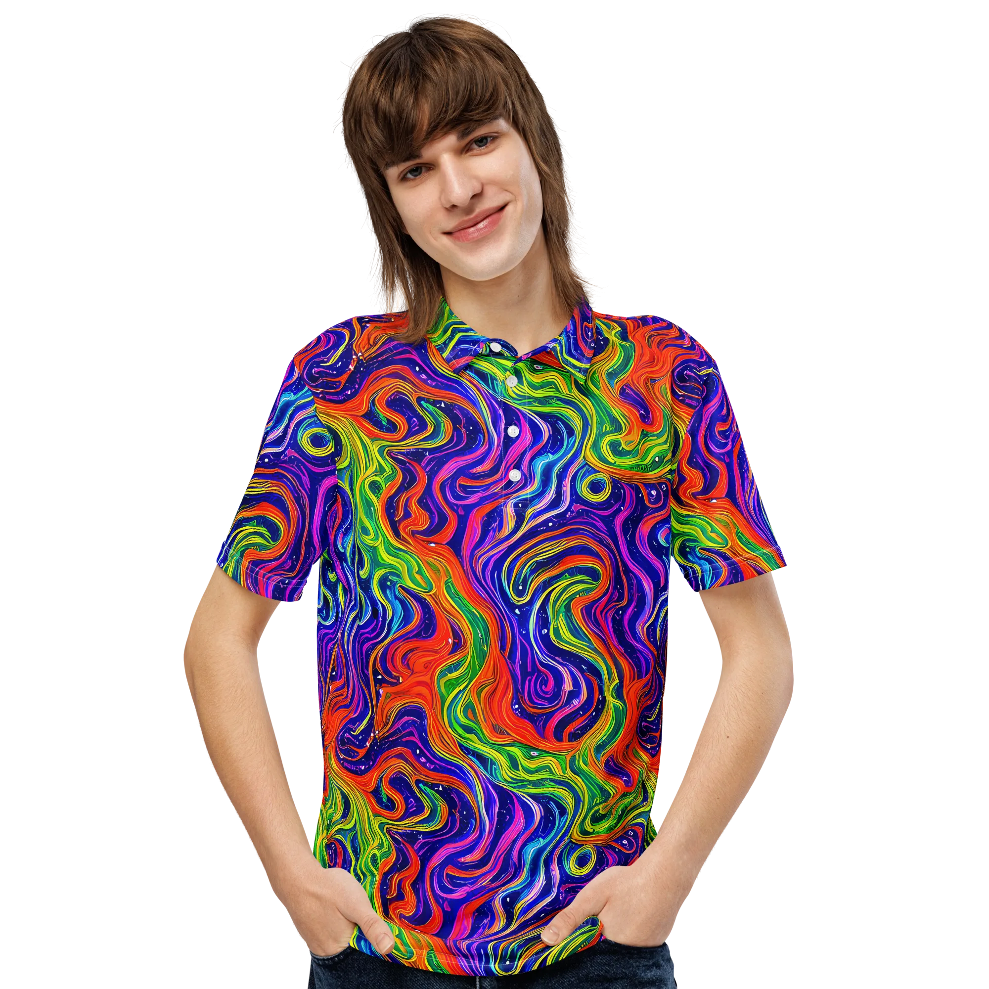 Kaleidoscope Tide on Men's Slim Fit Polo Shirt — Front