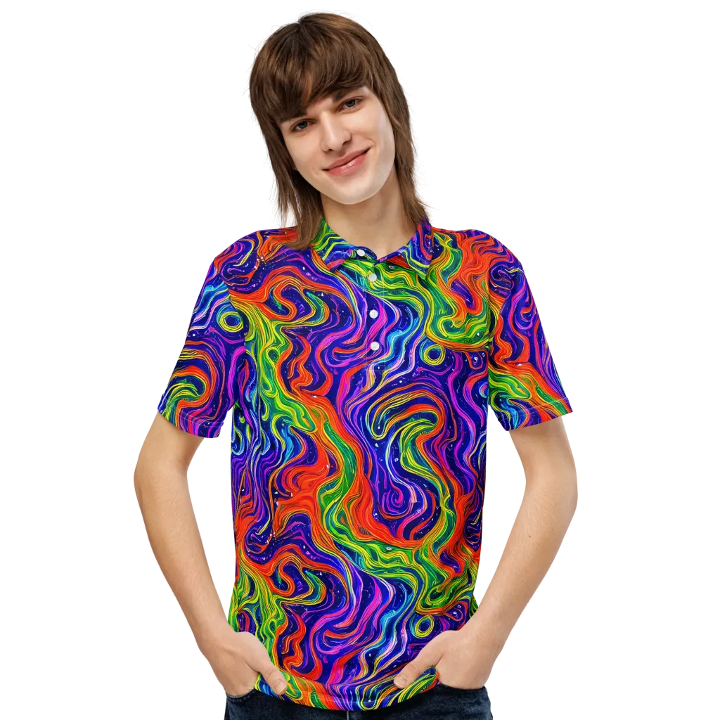 Kaleidoscope Tide on Men's Slim Fit Polo Shirt — Front