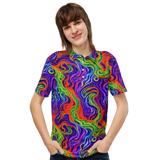 Kaleidoscope Tide on a Men's Slim Fit Polo Shirt