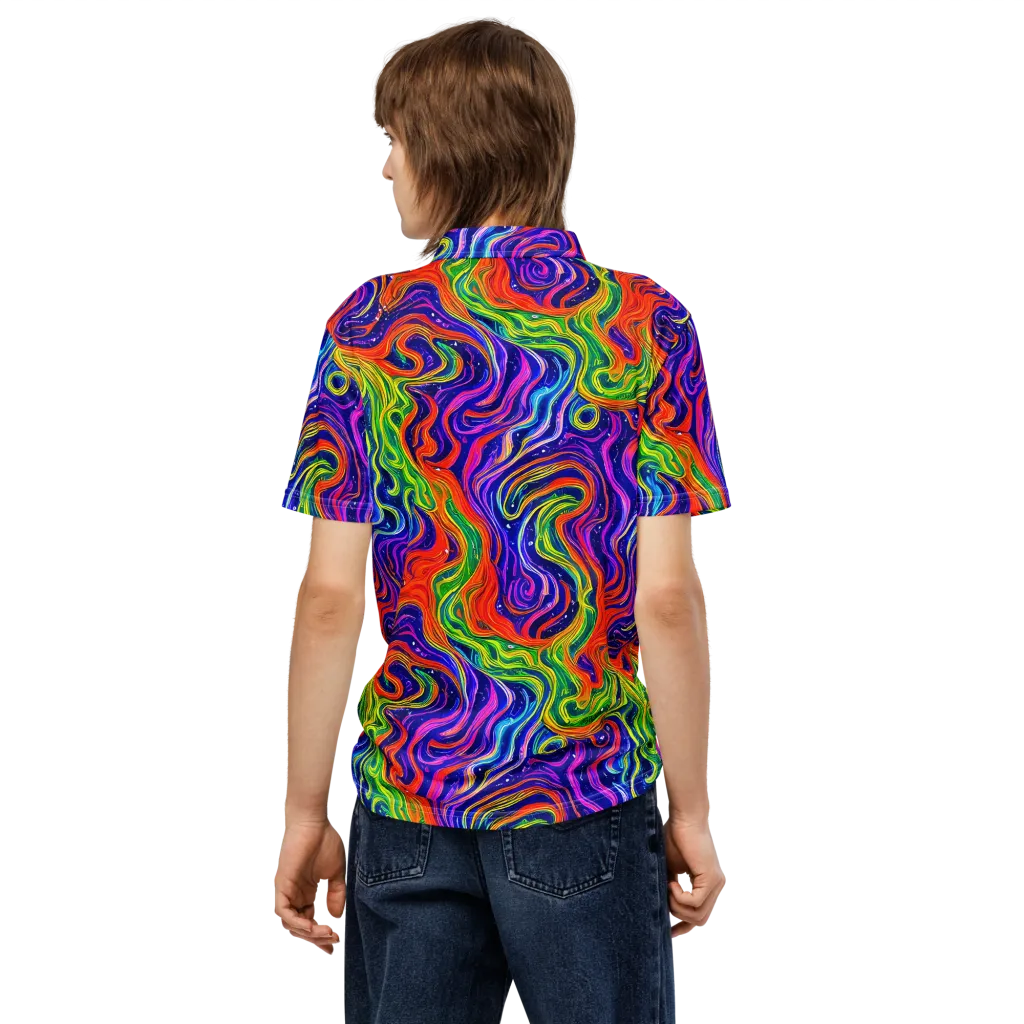 Kaleidoscope Tide on Men's Slim Fit Polo Shirt — Back