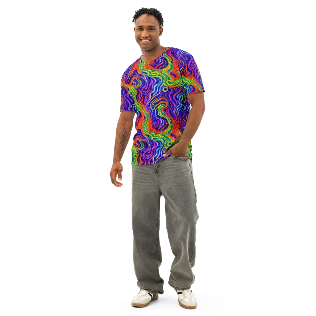 Kaleidoscope Tide on Men's Cotton Crew Neck T-Shirt — Front