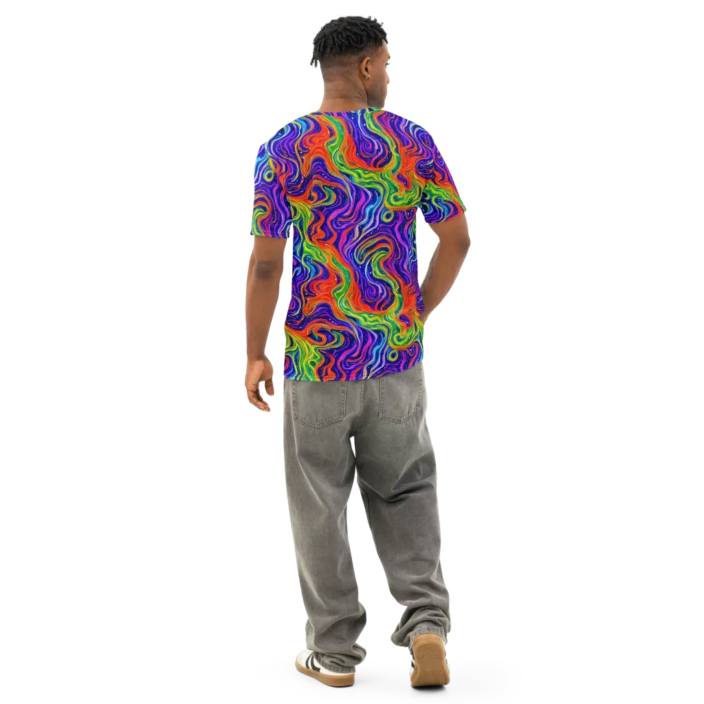 Kaleidoscope Tide on Men's Cotton Crew Neck T-Shirt — Back
