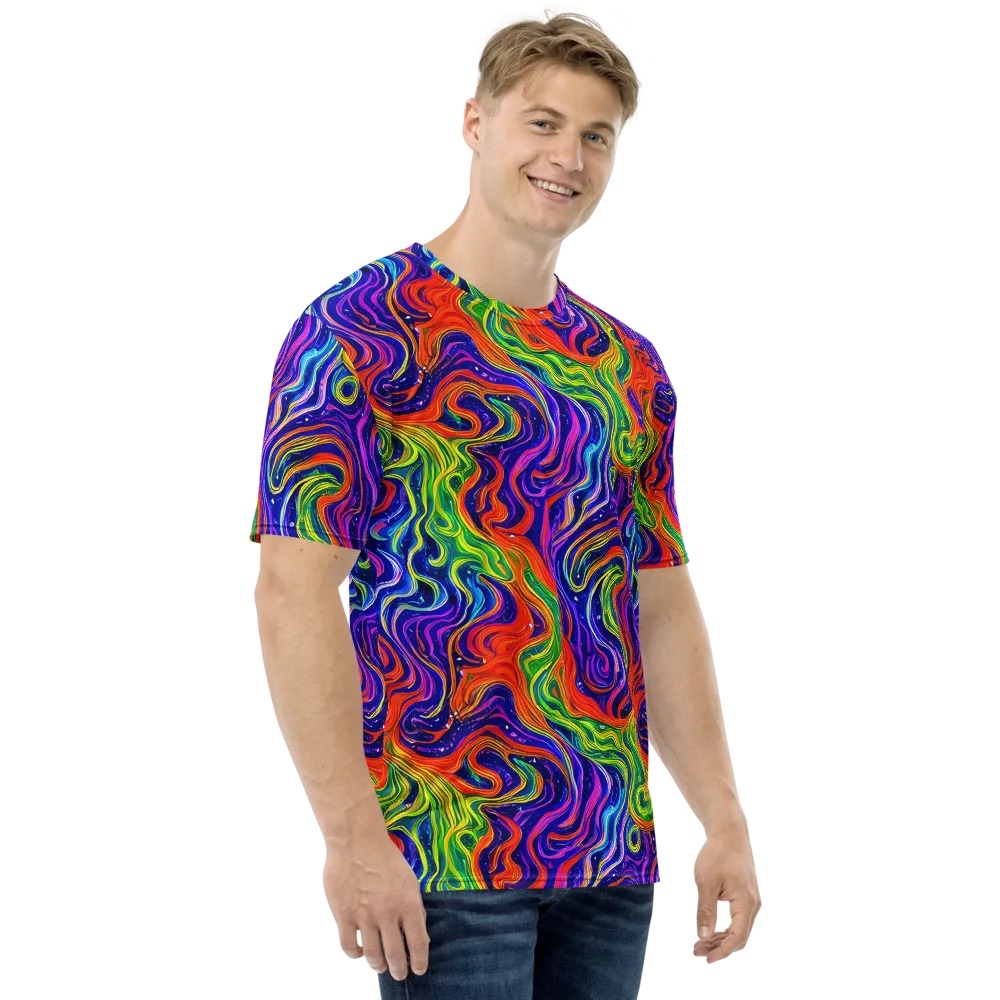 Kaleidoscope Tide on Men's Crew Neck T-Shirt — Right