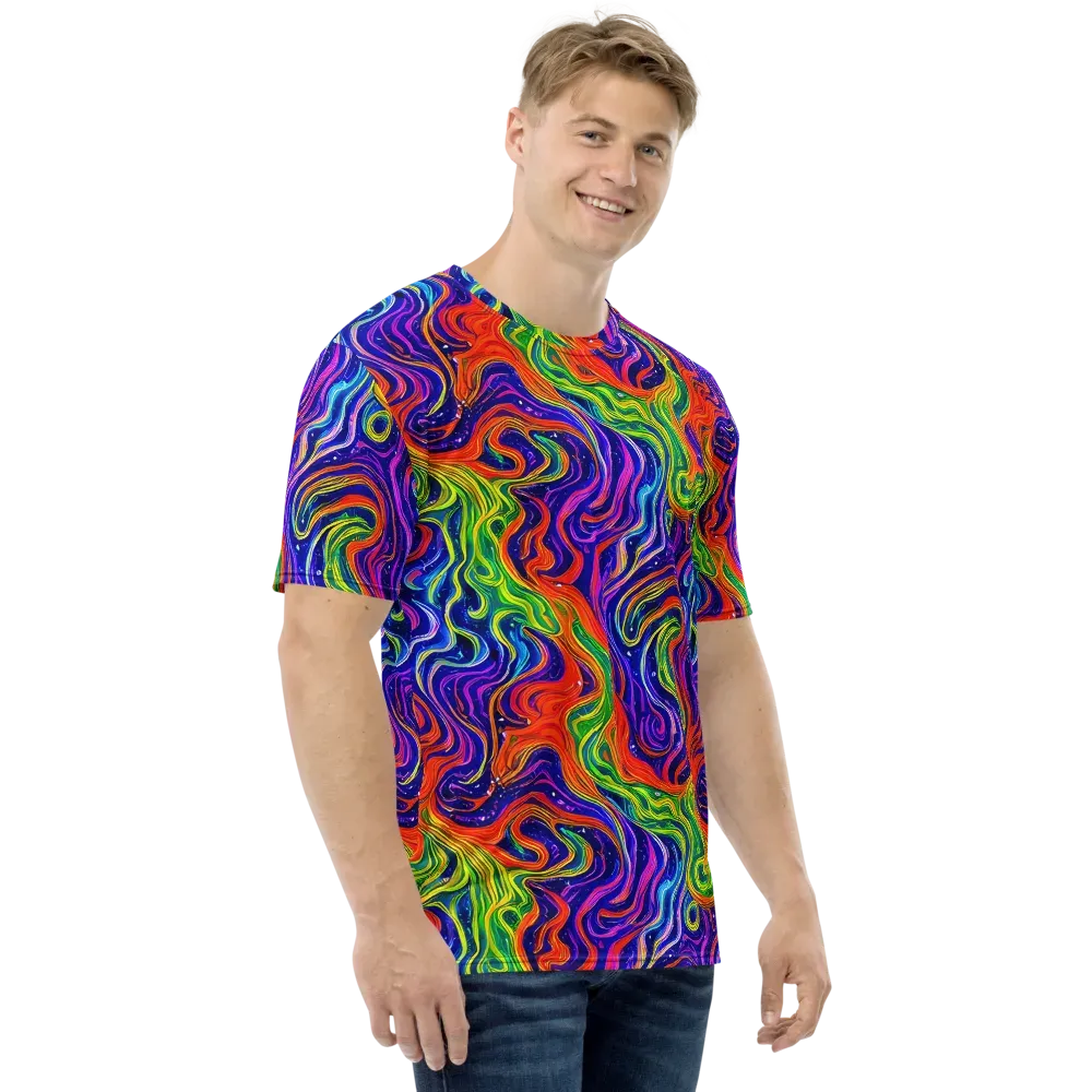 Kaleidoscope Tide on Men's Crew Neck T-Shirt — Right