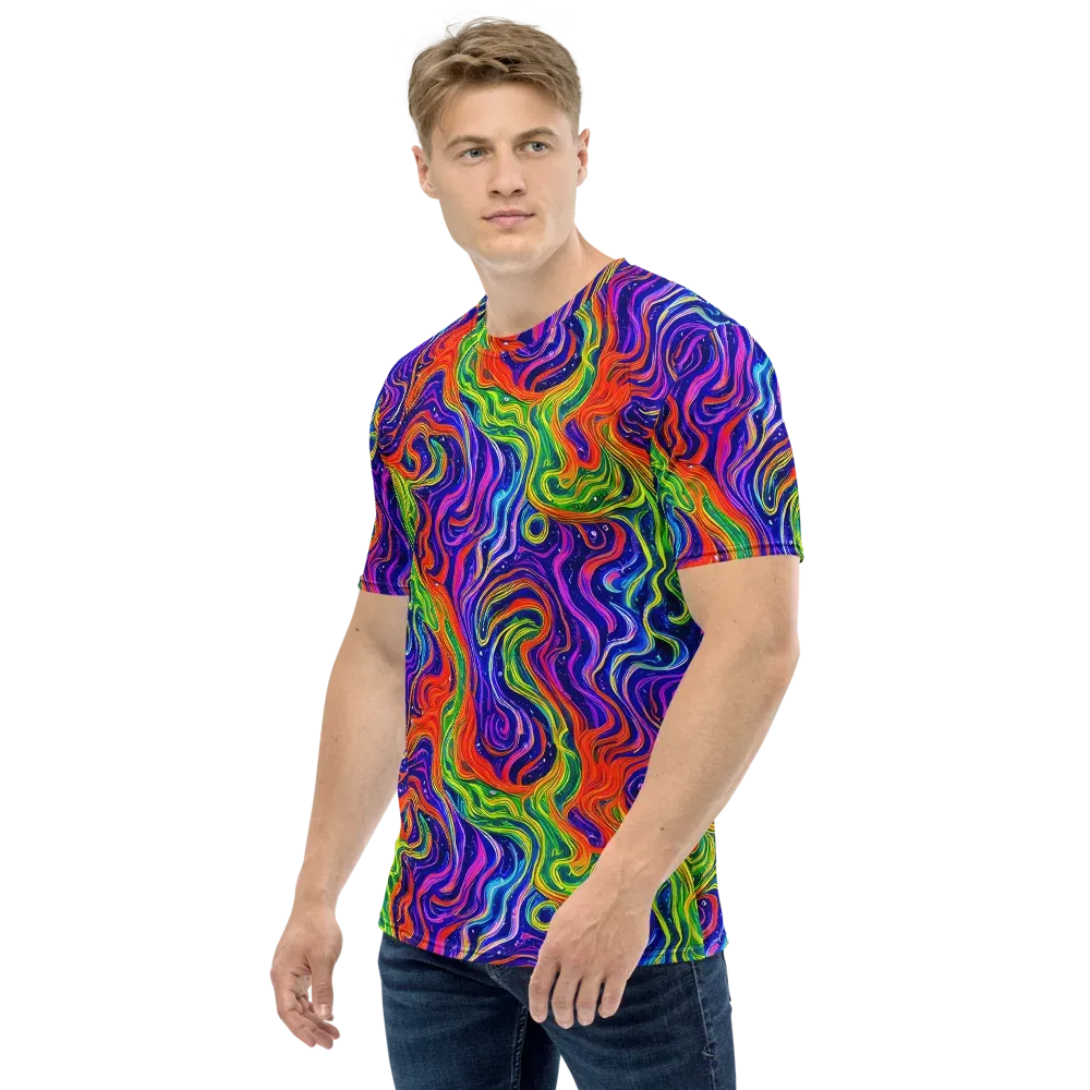 Kaleidoscope Tide on Men's Crew Neck T-Shirt — Left