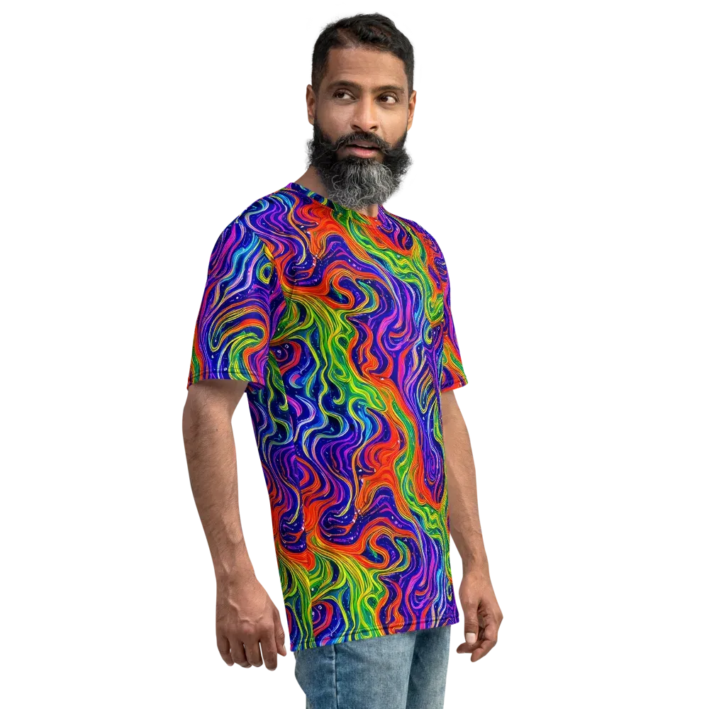 Kaleidoscope Tide on Men's Crew Neck T-Shirt — Right