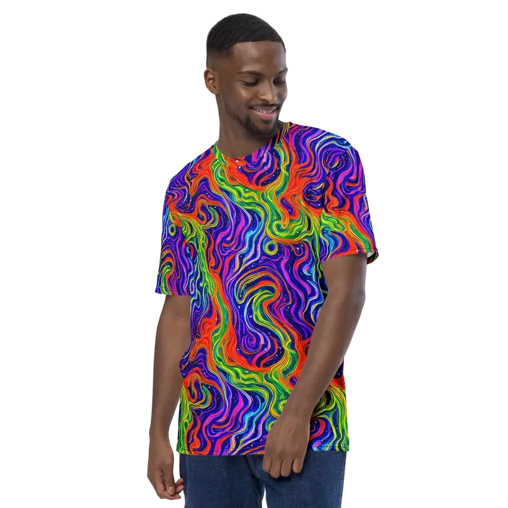 Kaleidoscope Tide on Men's Crew Neck T-Shirt — Left