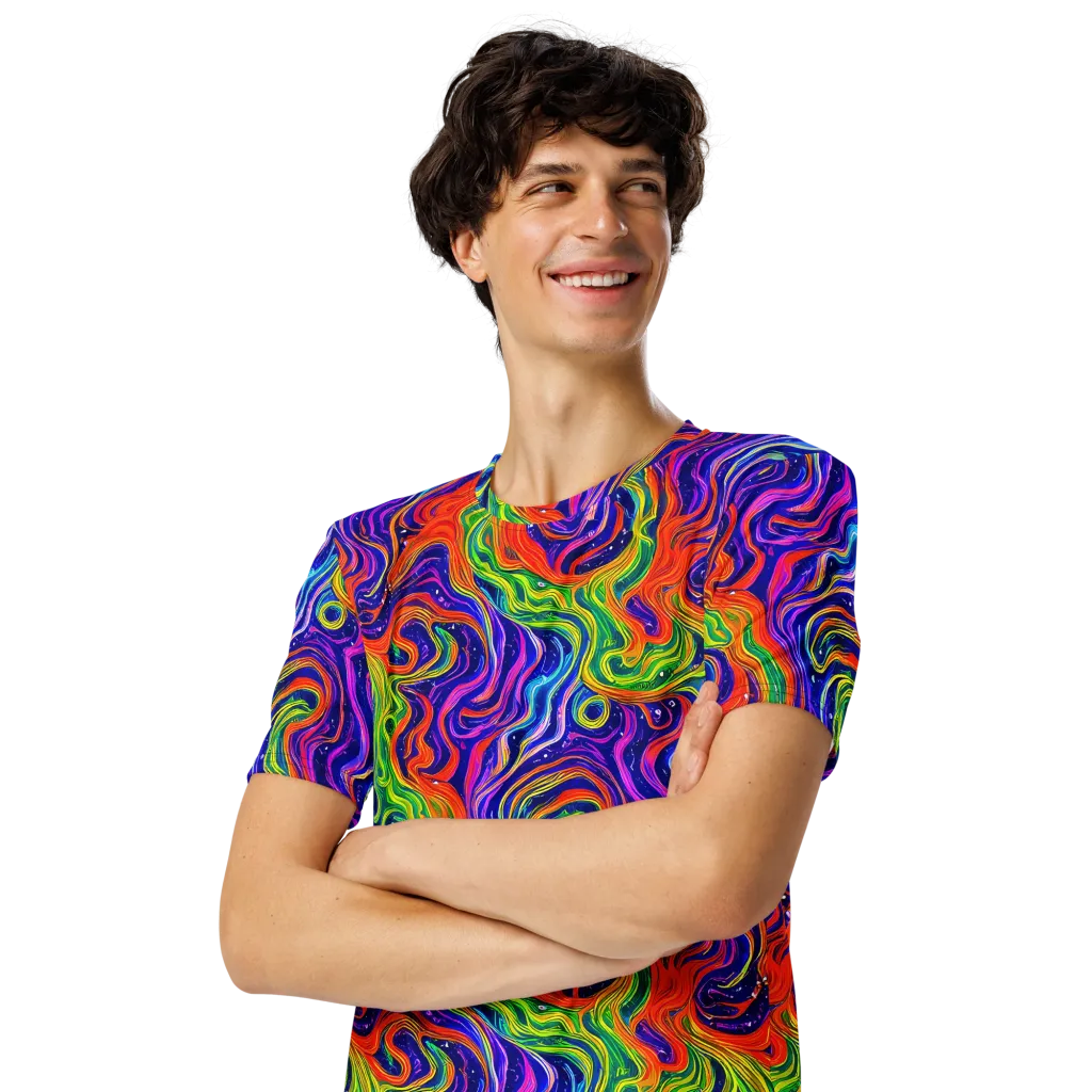 Kaleidoscope Tide on Men's Crew Neck T-Shirt — Left Front