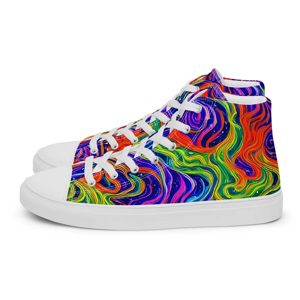 Kaleidoscope Tide on Men's High Top Canvas Shoes — Left