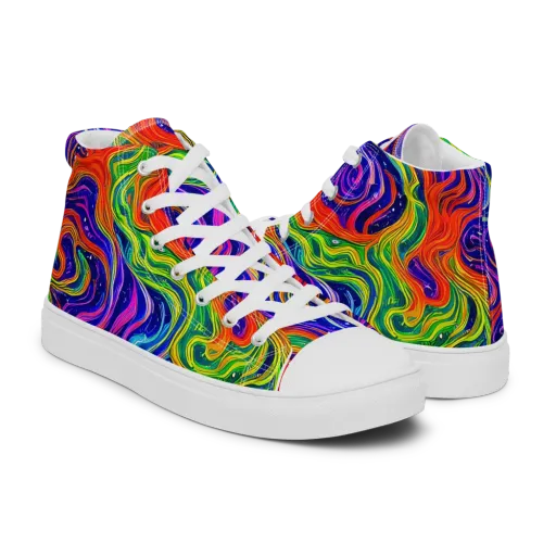 Kaleidoscope Tide on a Men's High Top Canvas Shoes