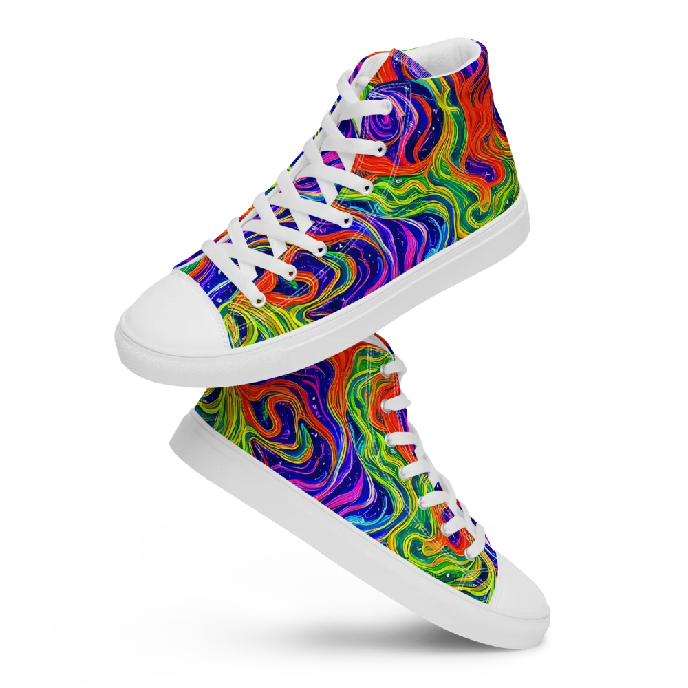 Kaleidoscope Tide on Men's High Top Canvas Shoes — Front