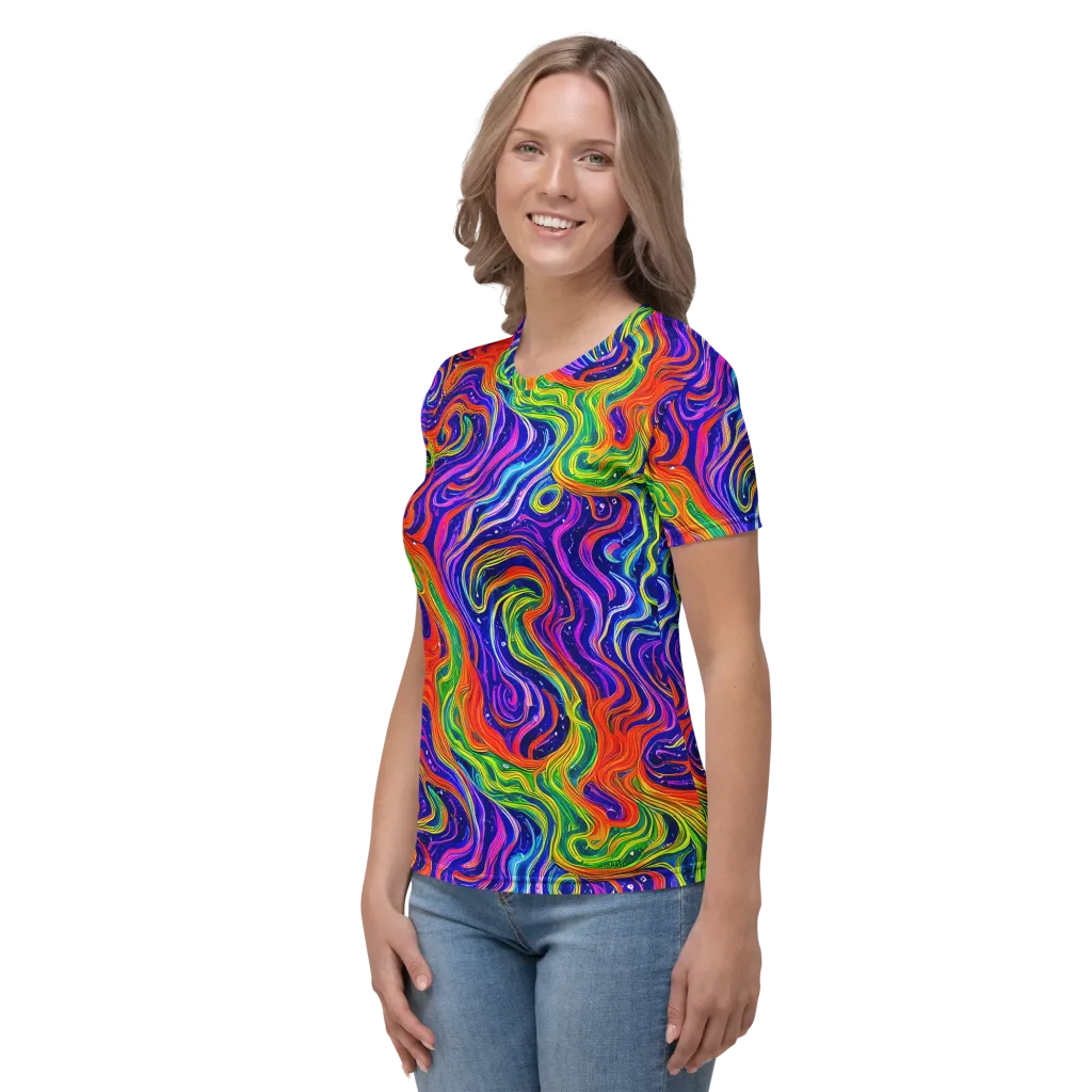 Kaleidoscope Tide on Women's Crew Neck T-Shirt — Left
