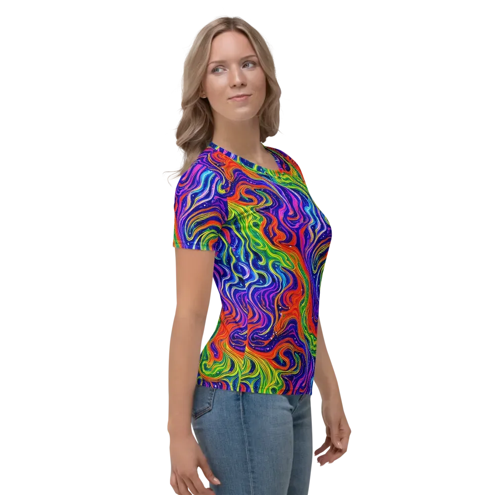 Kaleidoscope Tide on Women's Crew Neck T-Shirt — Right