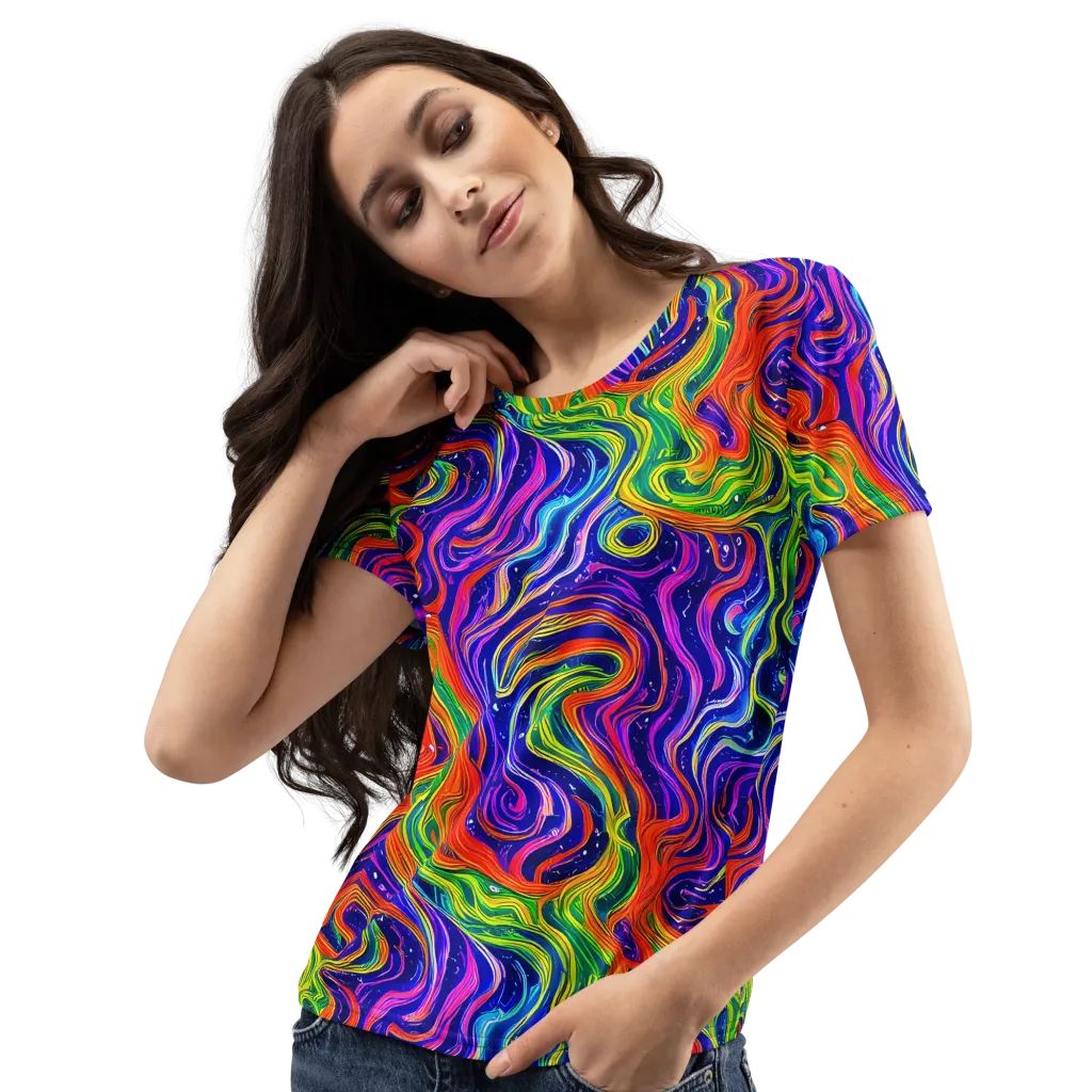 Kaleidoscope Tide on Women's Crew Neck T-Shirt — Left Front