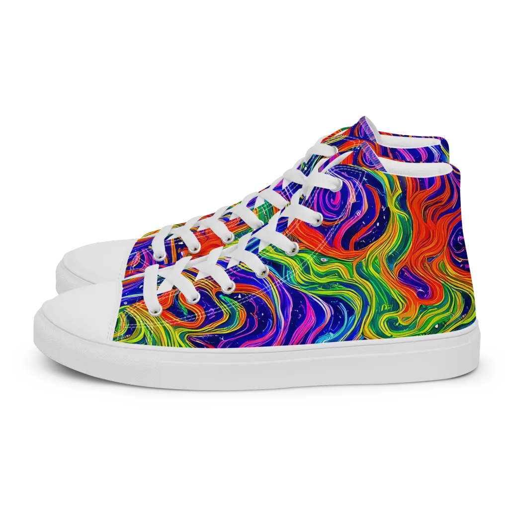 Kaleidoscope Tide on Women's High Top Canvas Shoes — Left
