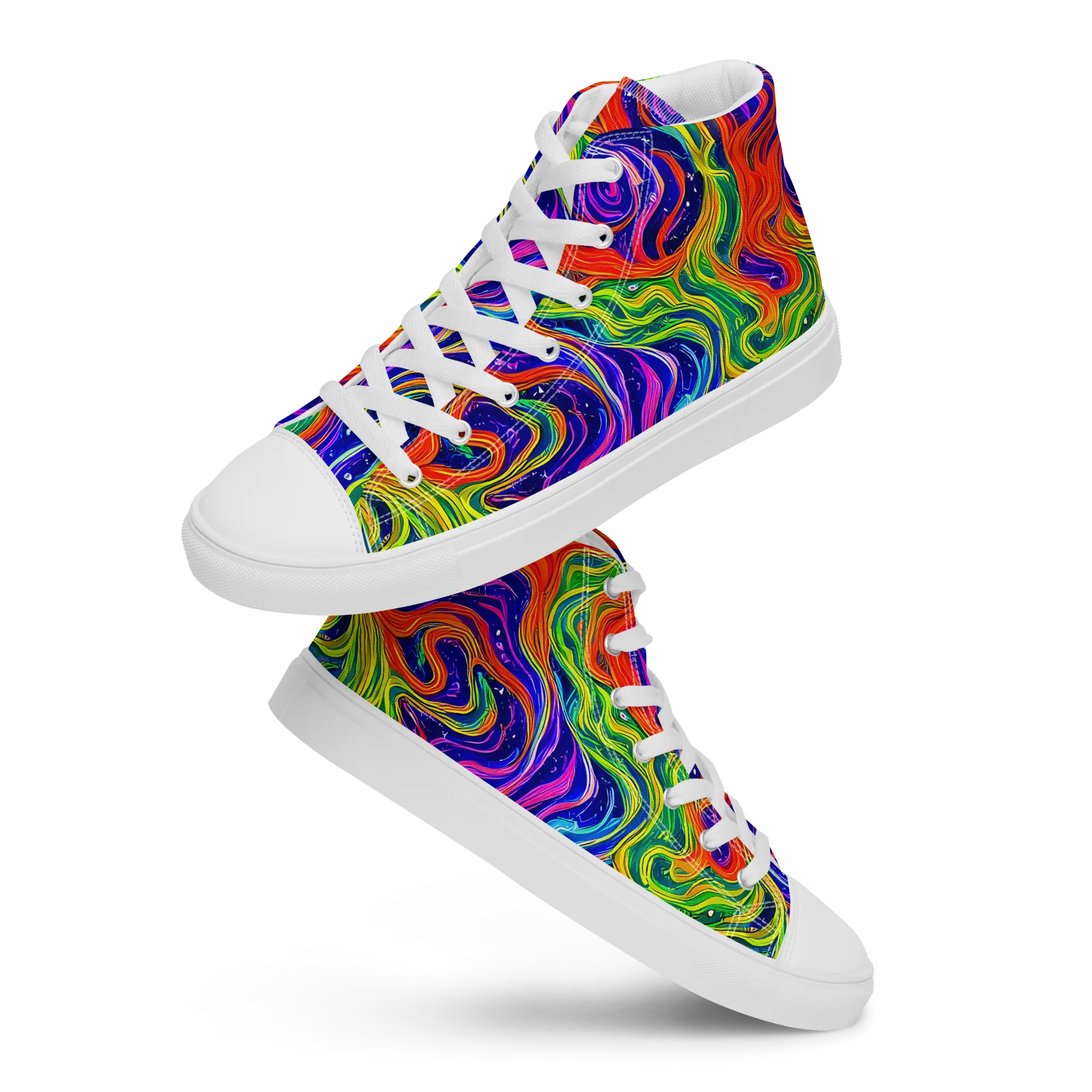 Kaleidoscope Tide on Women's High Top Canvas Shoes — Front