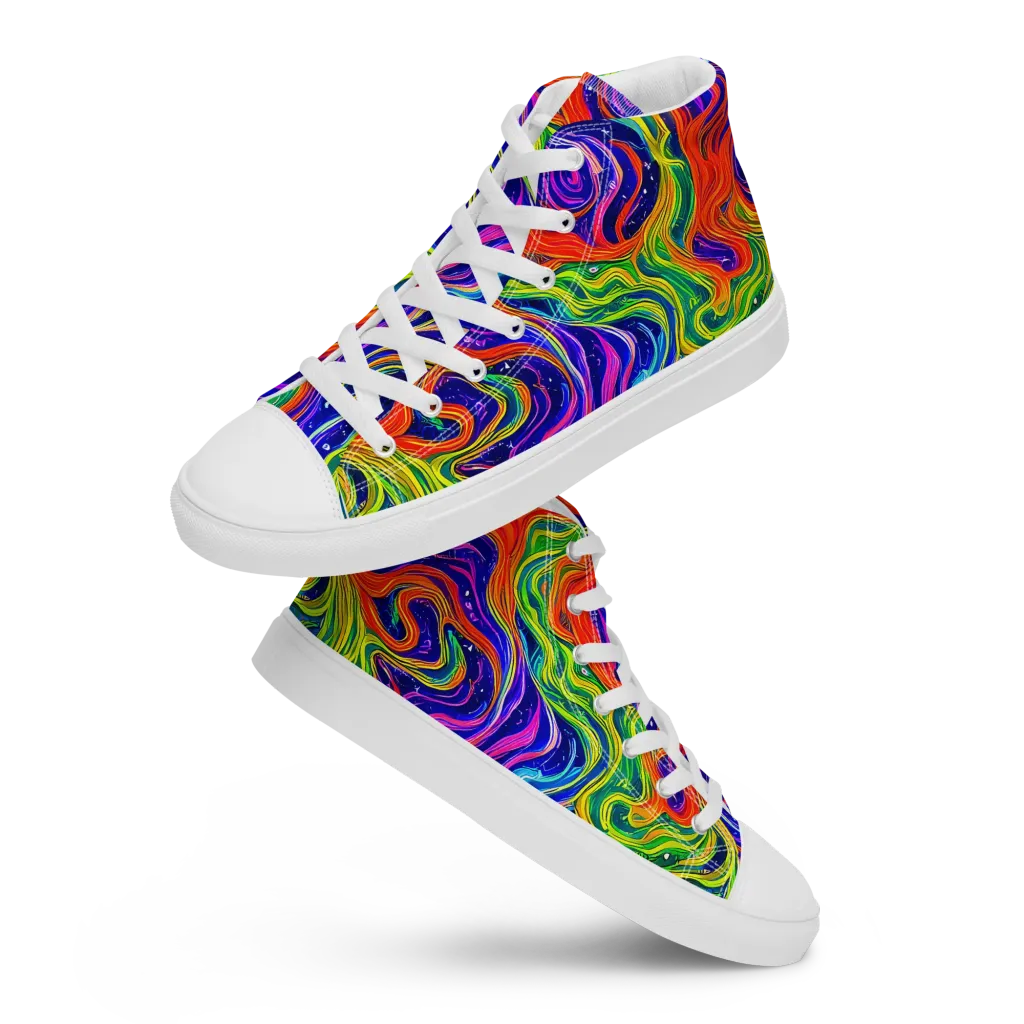 Kaleidoscope Tide on Women's High Top Canvas Shoes — Front