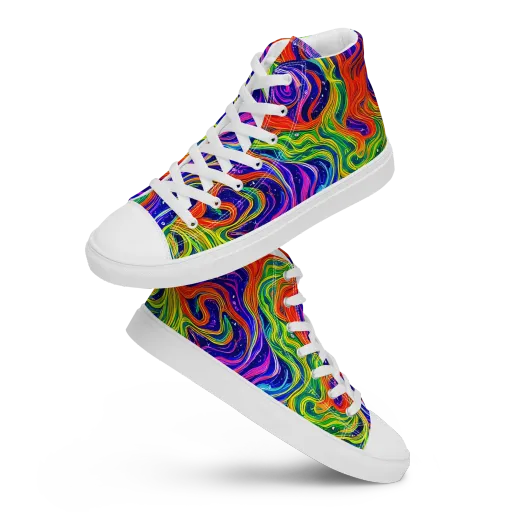Kaleidoscope Tide on a Women's High Top Canvas Shoes