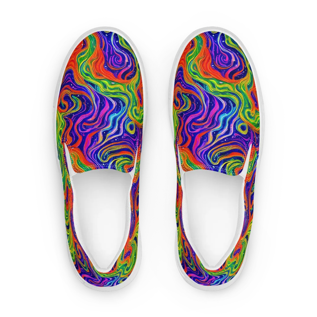 Kaleidoscope Tide on Men's Slip-On Canvas Shoes — Front
