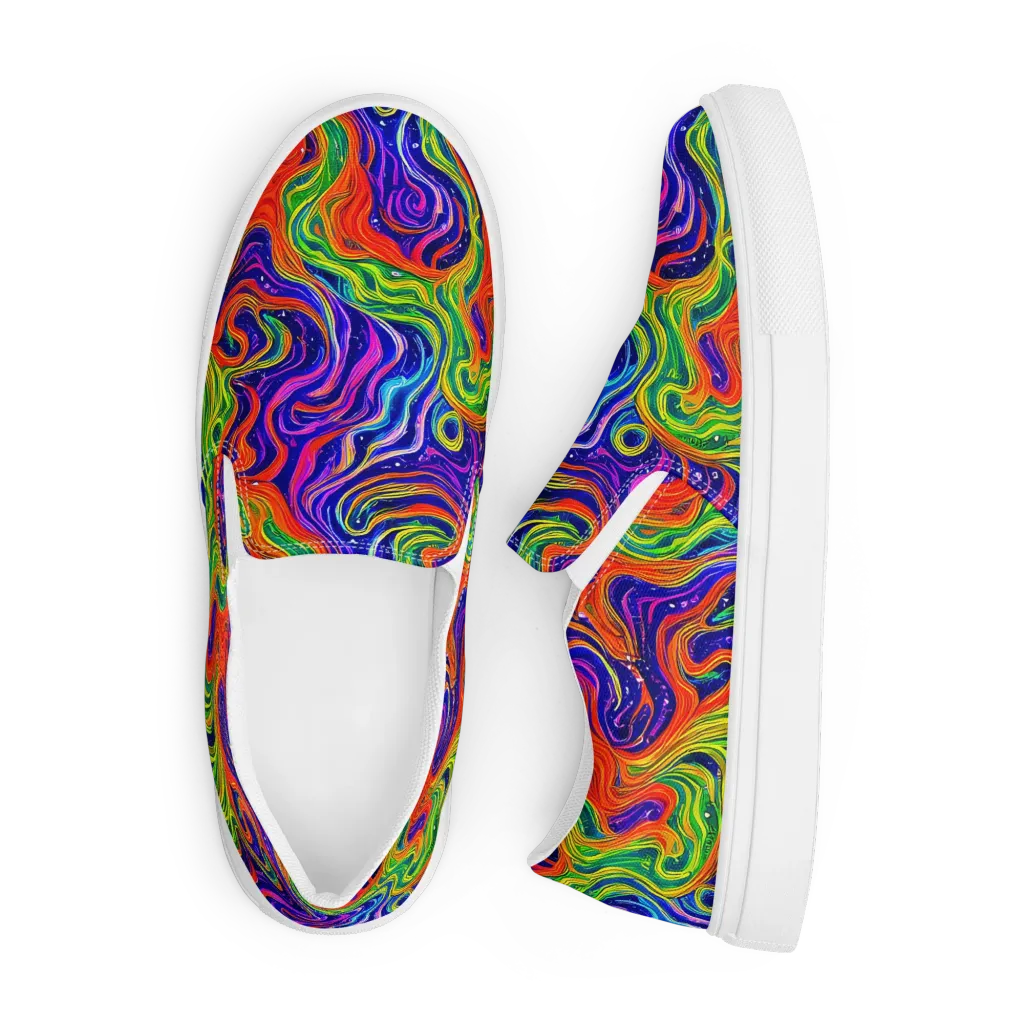 Kaleidoscope Tide on Men's Slip-On Canvas Shoes — Front