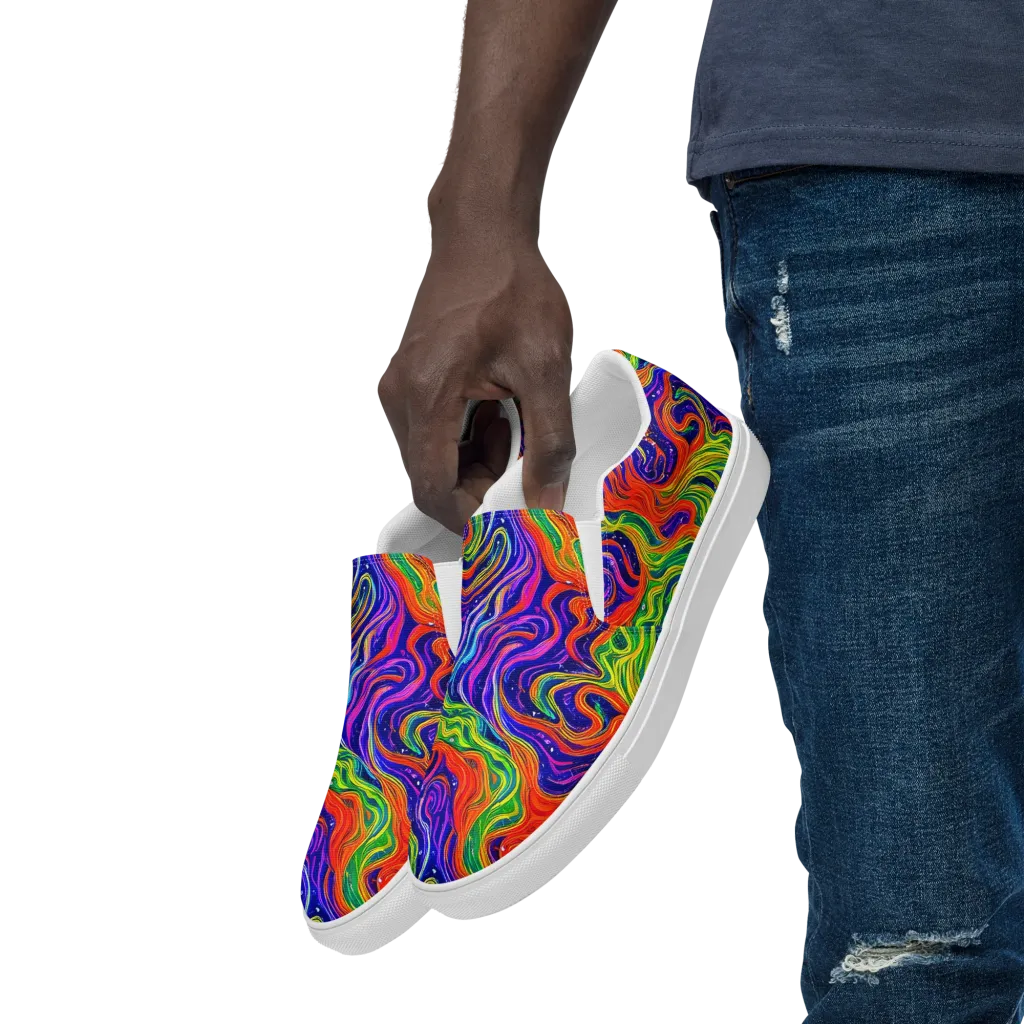 Kaleidoscope Tide on Men's Slip-On Canvas Shoes — Left Front