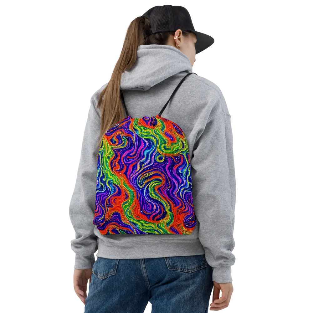 Kaleidoscope Tide on Drawstring Bag — Front