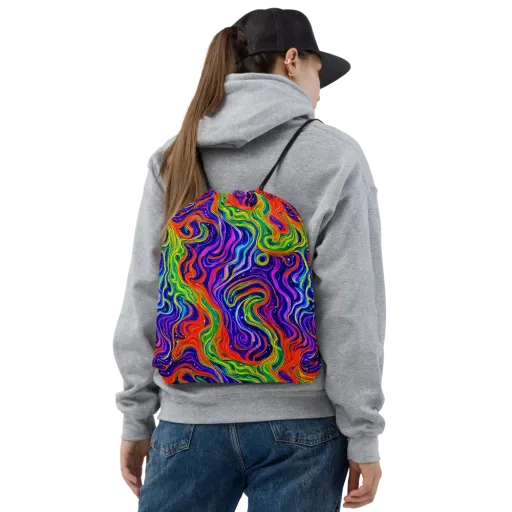 Kaleidoscope Tide on a Drawstring Bag