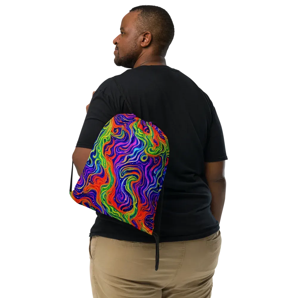 Kaleidoscope Tide on Drawstring Bag — Front