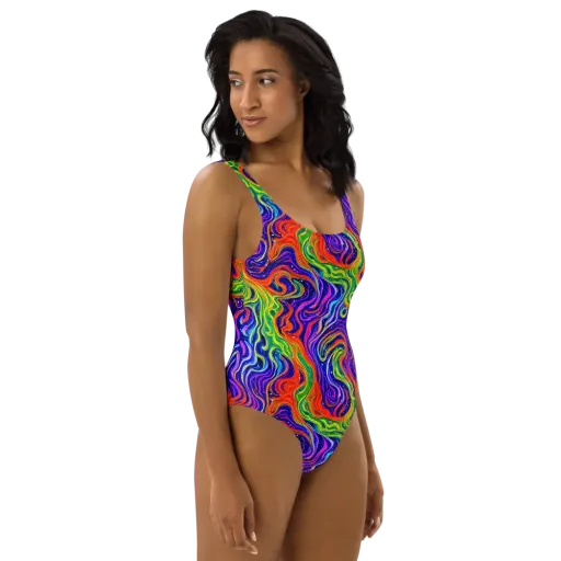 Kaleidoscope Tide on a One-Piece Swimsuit