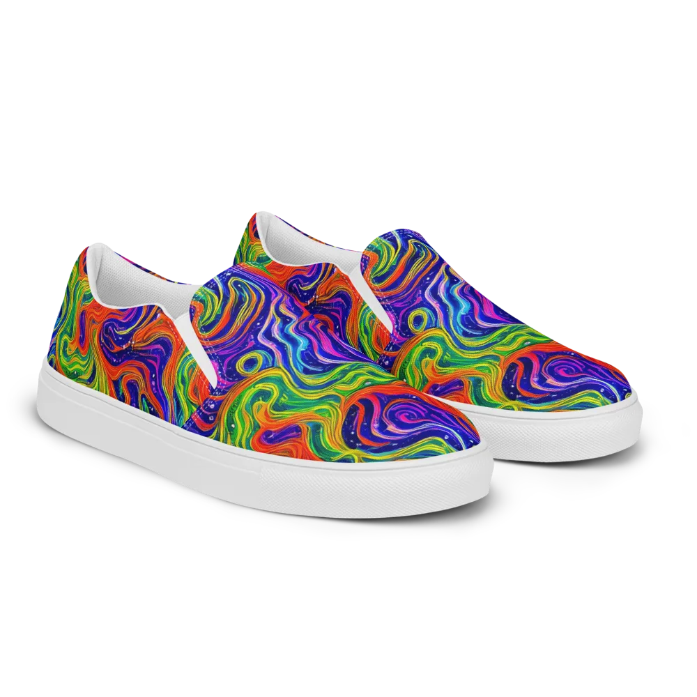 Kaleidoscope Tide on Women's Slip-On Canvas Shoes — Right Front