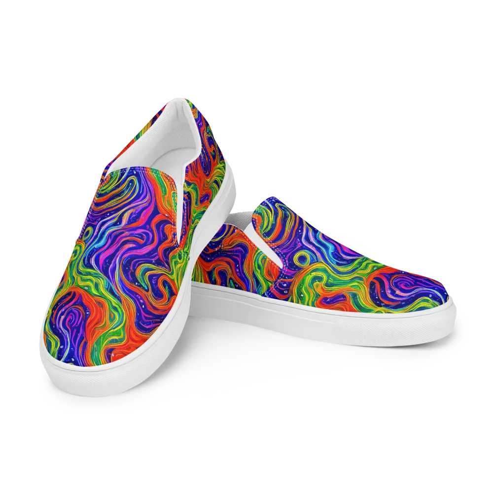 Kaleidoscope Tide on Women's Slip-On Canvas Shoes — Left Front