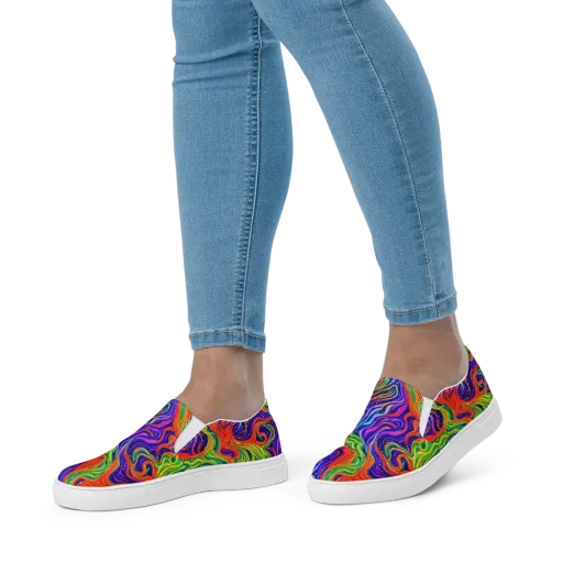 Kaleidoscope Tide on a Women's Slip-On Canvas Shoes