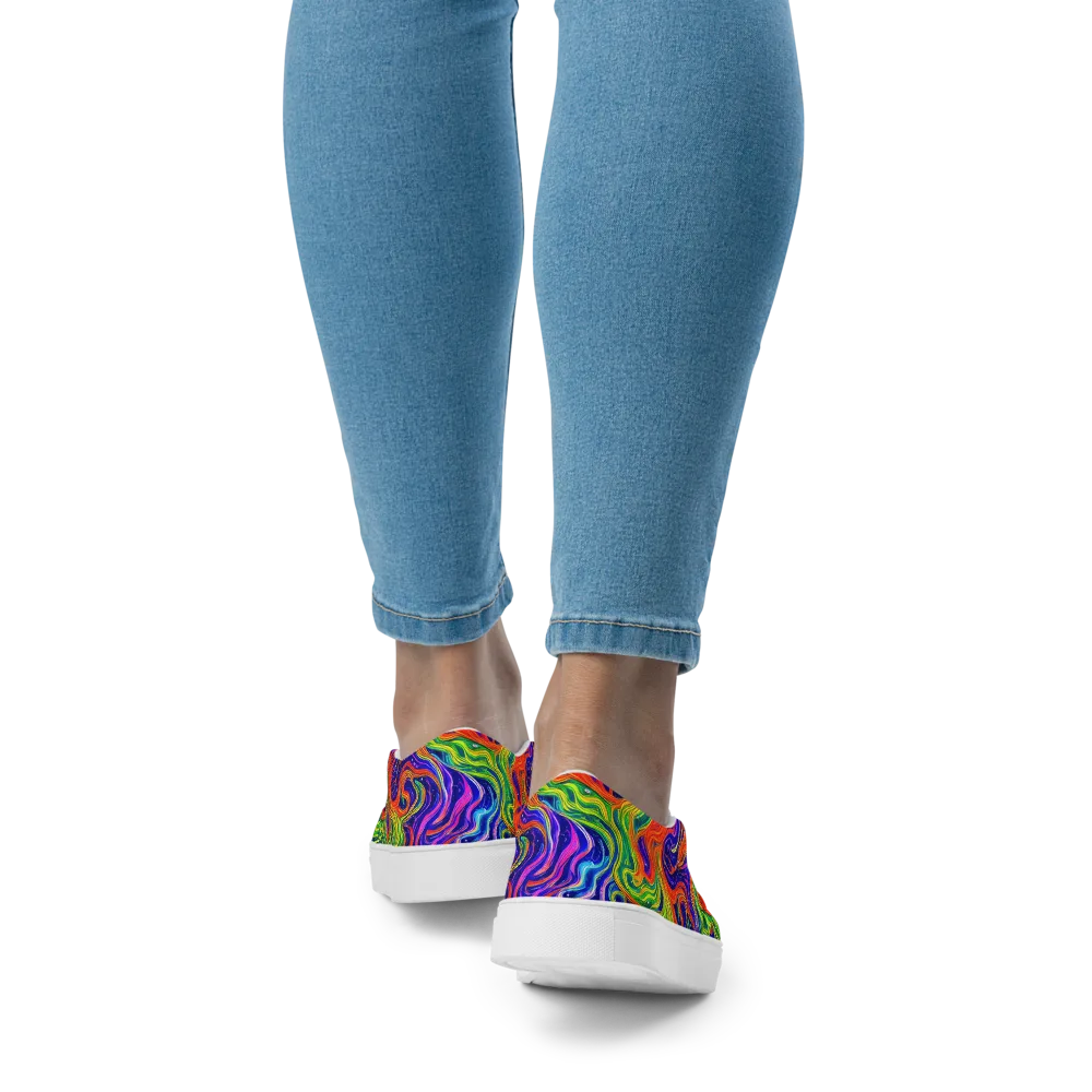 Kaleidoscope Tide on Women's Slip-On Canvas Shoes — Back