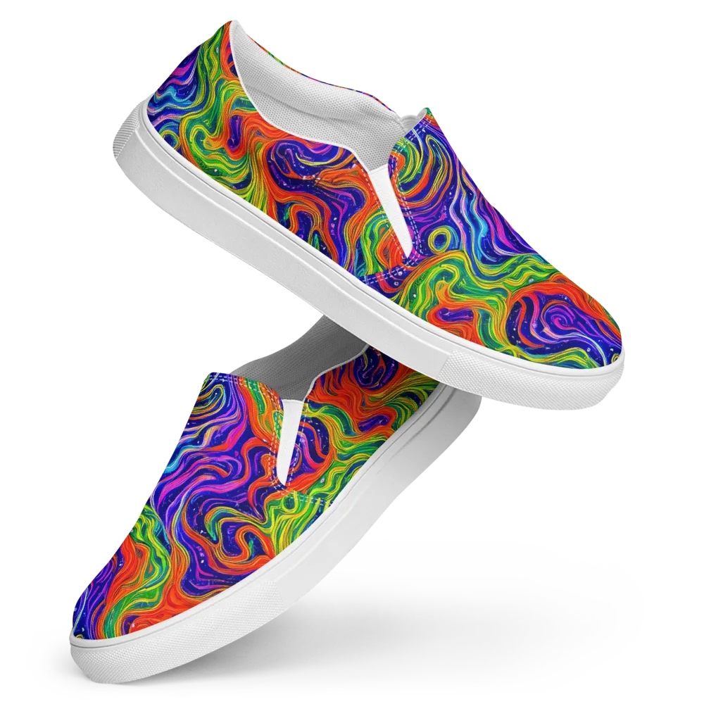 Kaleidoscope Tide on Women's Slip-On Canvas Shoes — Front