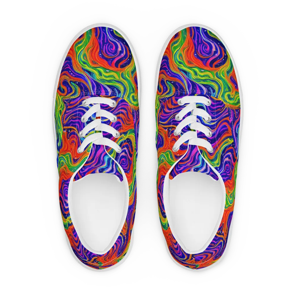 Kaleidoscope Tide on Men's Lace-Up Canvas Shoes — Front