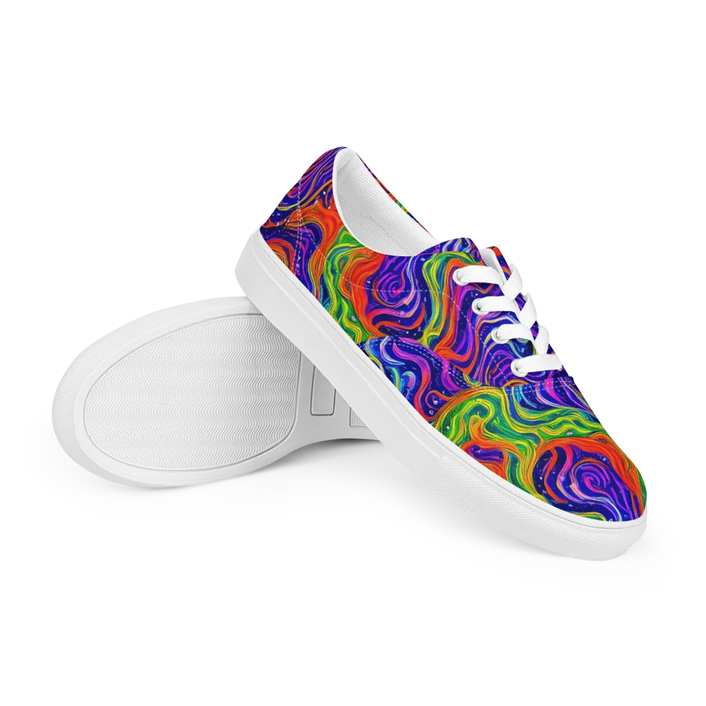 Kaleidoscope Tide on Men's Lace-Up Canvas Shoes — Right Front