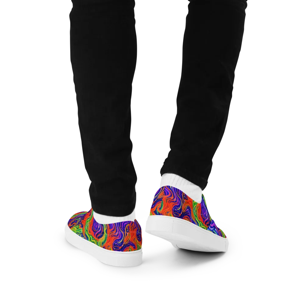 Kaleidoscope Tide on Men's Lace-Up Canvas Shoes — Back