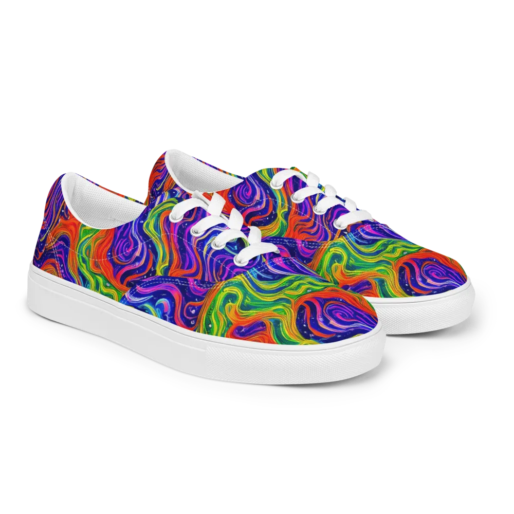 Kaleidoscope Tide on Men's Lace-Up Canvas Shoes — Right Front