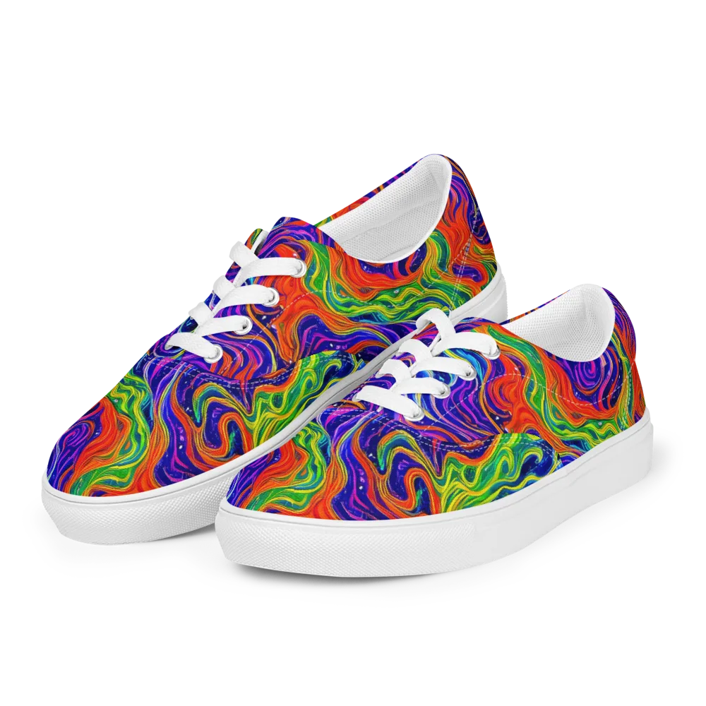 Kaleidoscope Tide on Men's Lace-Up Canvas Shoes — Left Front