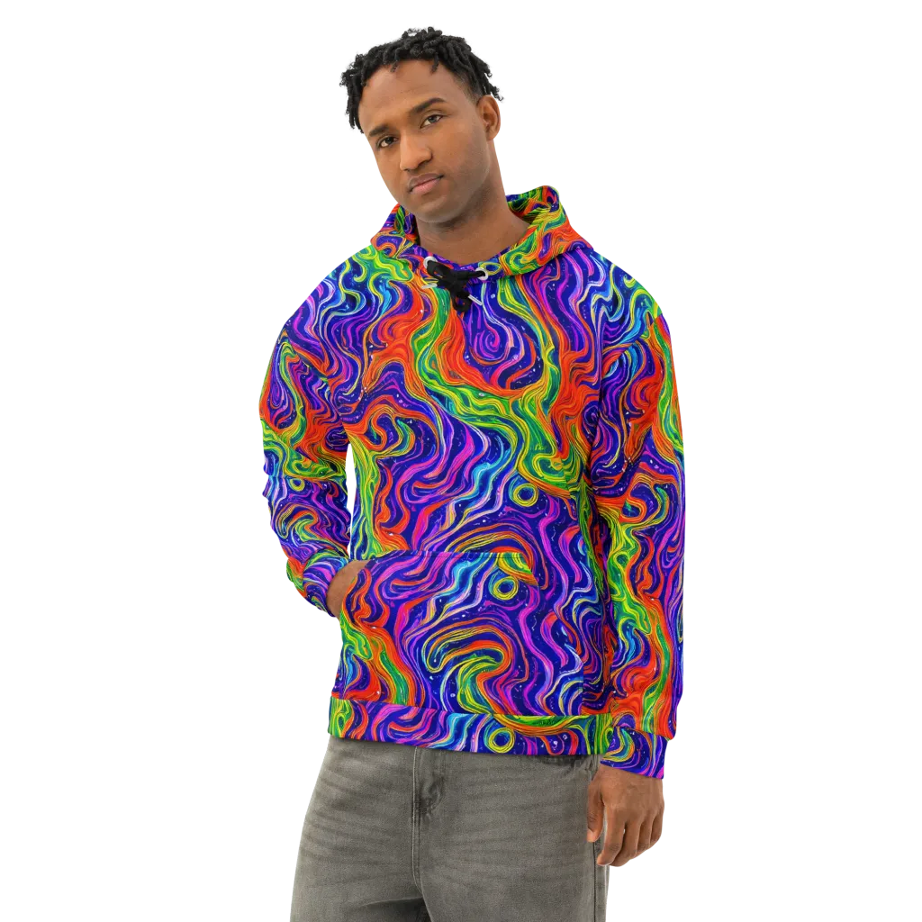 Kaleidoscope Tide on Cotton Hoodie — Left Front