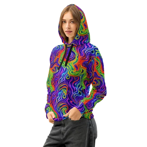 Kaleidoscope Tide on a Cotton Hoodie