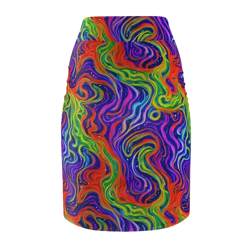 Kaleidoscope Tide on Pencil Skirt — Back