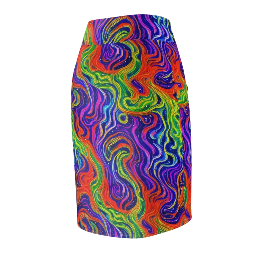 Kaleidoscope Tide on Pencil Skirt — Back Side