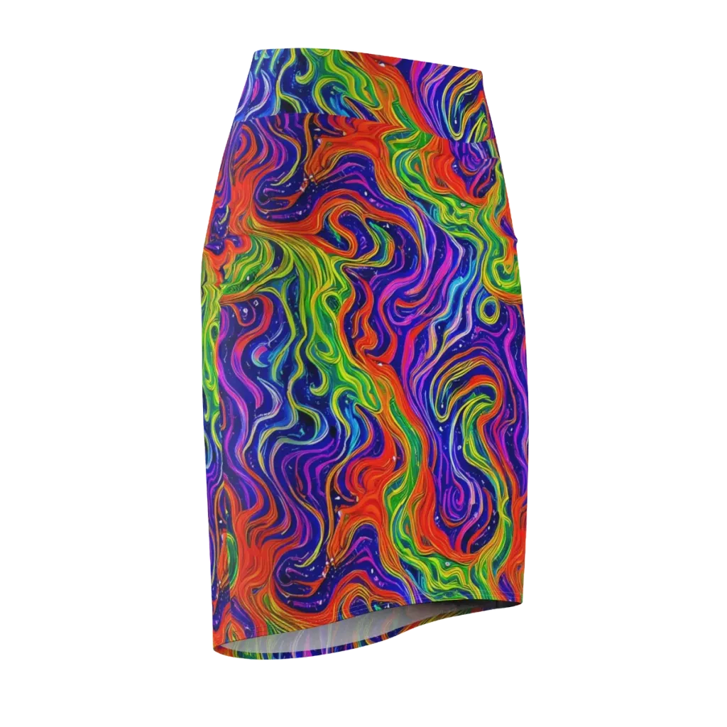 Kaleidoscope Tide on Pencil Skirt — Front Side