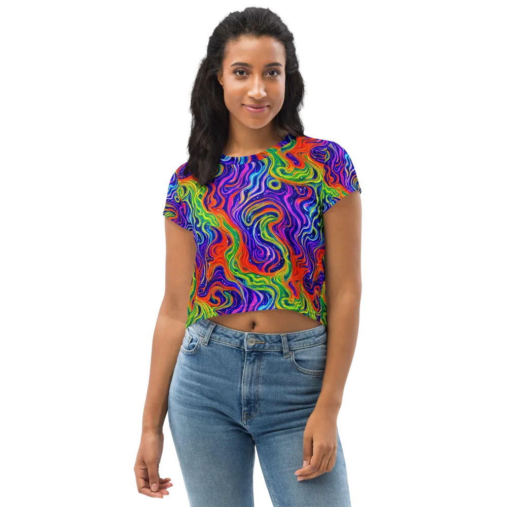Kaleidoscope Tide on Crop Tee — Front