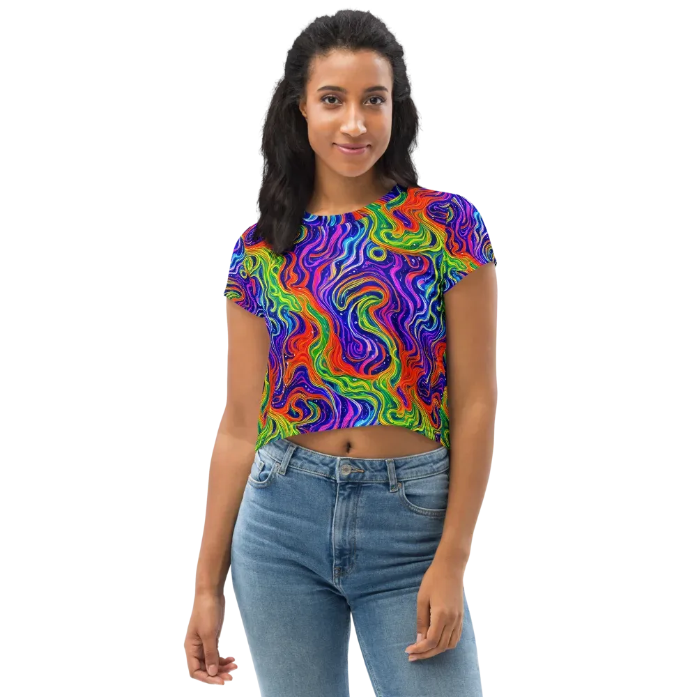 Kaleidoscope Tide on Crop Tee — Front