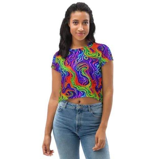 Kaleidoscope Tide on a Crop Tee