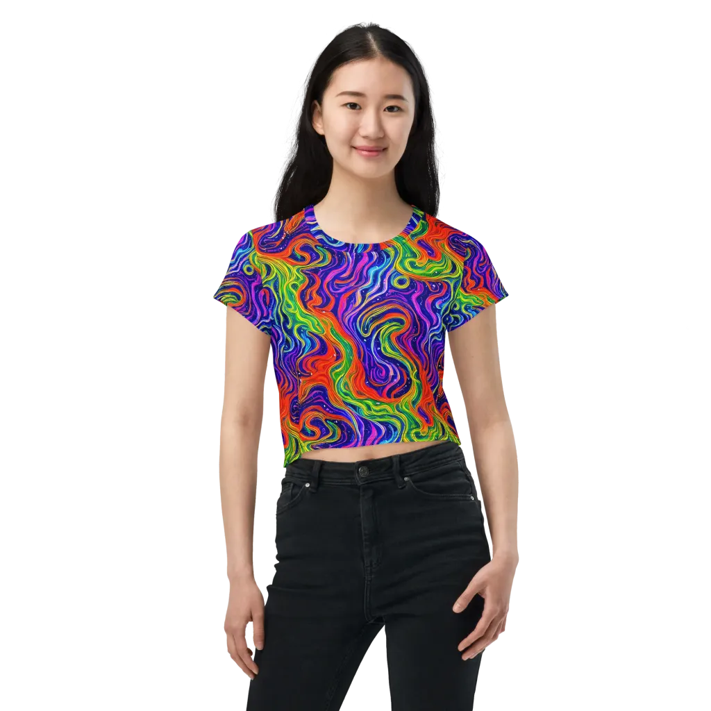 Kaleidoscope Tide on Crop Tee — Front
